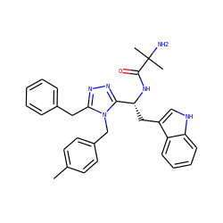 Cc1ccc(Cn2c(Cc3ccccc3)nnc2[C@@H](Cc2c[nH]c3ccccc23)NC(=O)C(C)(C)N)cc1 ZINC000028637113