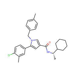 Cc1ccc(Cn2cc(C(=O)N[C@@H](C)C3CCCCC3)cc2-c2ccc(Cl)c(C)c2)cc1 ZINC000473136452