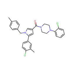 Cc1ccc(Cn2cc(C(=O)N3CCN(c4ccccc4Cl)CC3)cc2-c2ccc(Cl)c(C)c2)cc1 ZINC000473137241