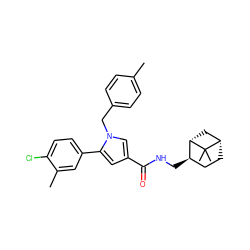 Cc1ccc(Cn2cc(C(=O)NC[C@@H]3CC[C@H]4C[C@@H]3C4(C)C)cc2-c2ccc(Cl)c(C)c2)cc1 ZINC000473137626