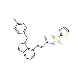 Cc1ccc(Cn2ccc3cccc(/C=C/C(=O)NS(=O)(=O)c4cccs4)c32)cc1C ZINC000045245200