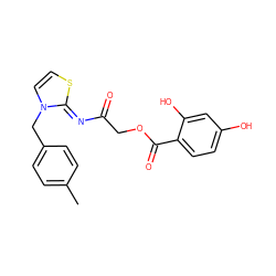 Cc1ccc(Cn2ccs/c2=N\C(=O)COC(=O)c2ccc(O)cc2O)cc1 ZINC000100561234