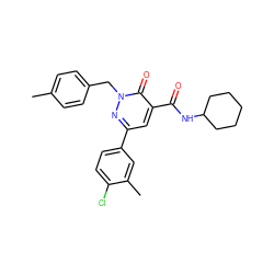 Cc1ccc(Cn2nc(-c3ccc(Cl)c(C)c3)cc(C(=O)NC3CCCCC3)c2=O)cc1 ZINC001772618404