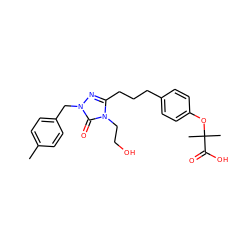 Cc1ccc(Cn2nc(CCCc3ccc(OC(C)(C)C(=O)O)cc3)n(CCO)c2=O)cc1 ZINC000012358353