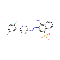 Cc1ccc(F)c(-c2ccc(/N=N/c3cc(S(=O)(=O)O)c4ccccc4c3N)cn2)c1 ZINC000201508810