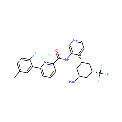 Cc1ccc(F)c(-c2cccc(C(=O)Nc3cnccc3[C@@H]3C[C@H](C(F)(F)F)C[C@H](N)C3)n2)c1 ZINC000140202892