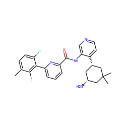 Cc1ccc(F)c(-c2cccc(C(=O)Nc3cnccc3[C@H]3C[C@@H](N)CC(C)(C)C3)n2)c1F ZINC000168591837