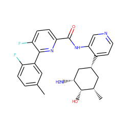 Cc1ccc(F)c(-c2nc(C(=O)Nc3cnccc3[C@@H]3C[C@H](C)[C@H](O)[C@H](N)C3)ccc2F)c1 ZINC000139820774