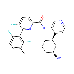 Cc1ccc(F)c(-c2nc(C(=O)Nc3cnccc3[C@@H]3CCC[C@H](N)C3)ccc2F)c1F ZINC000167132563