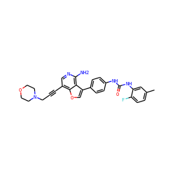 Cc1ccc(F)c(NC(=O)Nc2ccc(-c3coc4c(C#CCN5CCOCC5)cnc(N)c34)cc2)c1 ZINC000063539810