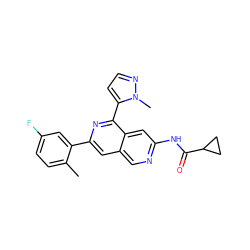 Cc1ccc(F)cc1-c1cc2cnc(NC(=O)C3CC3)cc2c(-c2ccnn2C)n1 ZINC000144442727