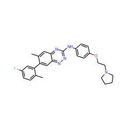 Cc1ccc(F)cc1-c1cc2nnc(Nc3ccc(OCCN4CCCC4)cc3)nc2cc1C ZINC000035862396