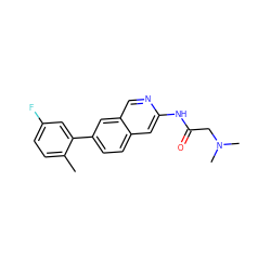 Cc1ccc(F)cc1-c1ccc2cc(NC(=O)CN(C)C)ncc2c1 ZINC000144354035