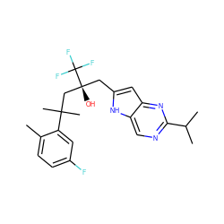 Cc1ccc(F)cc1C(C)(C)C[C@@](O)(Cc1cc2nc(C(C)C)ncc2[nH]1)C(F)(F)F ZINC000103250739