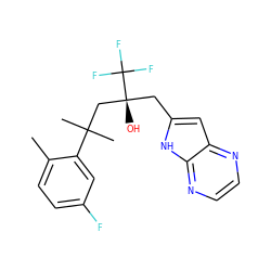 Cc1ccc(F)cc1C(C)(C)C[C@@](O)(Cc1cc2nccnc2[nH]1)C(F)(F)F ZINC000103250821