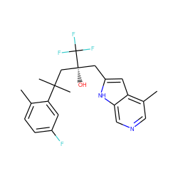 Cc1ccc(F)cc1C(C)(C)C[C@](O)(Cc1cc2c(C)cncc2[nH]1)C(F)(F)F ZINC000113504185