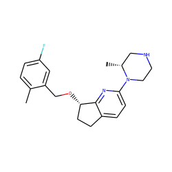 Cc1ccc(F)cc1CO[C@H]1CCc2ccc(N3CCNC[C@H]3C)nc21 ZINC000036520305