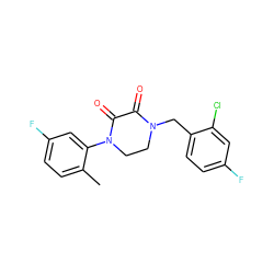 Cc1ccc(F)cc1N1CCN(Cc2ccc(F)cc2Cl)C(=O)C1=O ZINC000095565545