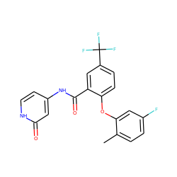 Cc1ccc(F)cc1Oc1ccc(C(F)(F)F)cc1C(=O)Nc1cc[nH]c(=O)c1 ZINC000143158880