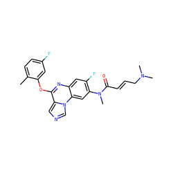 Cc1ccc(F)cc1Oc1nc2cc(F)c(N(C)C(=O)/C=C/CN(C)C)cc2n2cncc12 ZINC000073142032