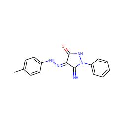 Cc1ccc(N/N=C2/C(=N)N(c3ccccc3)NC2=O)cc1 ZINC000018046474