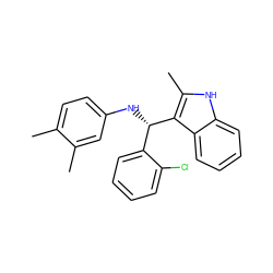 Cc1ccc(N[C@@H](c2ccccc2Cl)c2c(C)[nH]c3ccccc23)cc1C ZINC000103244958