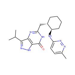 Cc1ccc(N[C@@H]2CCCC[C@H]2Cc2nc3c(C(C)C)n[nH]c3c(=O)[nH]2)nn1 ZINC000040876527