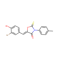 Cc1ccc(N2C(=O)/C(=C/c3ccc(O)c(Br)c3)OC2=S)cc1 ZINC000084619665