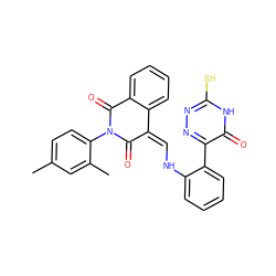 Cc1ccc(N2C(=O)/C(=C\Nc3ccccc3-c3nnc(S)[nH]c3=O)c3ccccc3C2=O)c(C)c1 ZINC000101858319