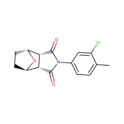 Cc1ccc(N2C(=O)[C@@H]3[C@H]4CC[C@@H](O4)[C@@H]3C2=O)cc1Cl ZINC000101488360