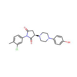 Cc1ccc(N2C(=O)C[C@@H](N3CCN(c4ccc(O)cc4)CC3)C2=O)cc1Cl ZINC000021816751