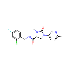 Cc1ccc(N2C[C@@H](C(=O)NCc3ccc(F)cc3Cl)N(C)C2=O)cn1 ZINC000095565866