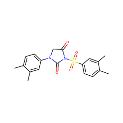 Cc1ccc(N2CC(=O)N(S(=O)(=O)c3ccc(C)c(C)c3)C2=O)cc1C ZINC000013763644