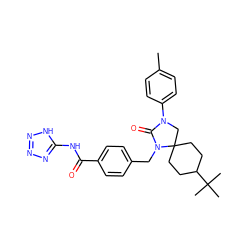 Cc1ccc(N2CC3(CCC(C(C)(C)C)CC3)N(Cc3ccc(C(=O)Nc4nnn[nH]4)cc3)C2=O)cc1 ZINC000028526673