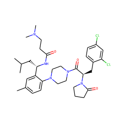 Cc1ccc(N2CCN(C(=O)[C@@H](Cc3ccc(Cl)cc3Cl)N3CCCC3=O)CC2)c([C@H](CC(C)C)NC(=O)CCN(C)C)c1 ZINC000028823932