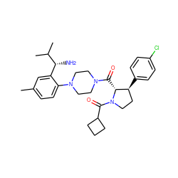 Cc1ccc(N2CCN(C(=O)[C@@H]3[C@@H](c4ccc(Cl)cc4)CCN3C(=O)C3CCC3)CC2)c([C@@H](N)C(C)C)c1 ZINC000029041183