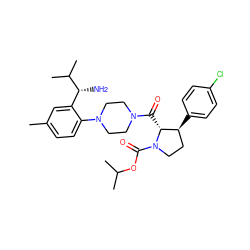 Cc1ccc(N2CCN(C(=O)[C@@H]3[C@@H](c4ccc(Cl)cc4)CCN3C(=O)OC(C)C)CC2)c([C@@H](N)C(C)C)c1 ZINC000029041189