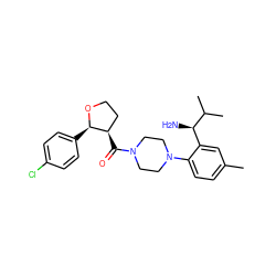 Cc1ccc(N2CCN(C(=O)[C@@H]3CCO[C@@H]3c3ccc(Cl)cc3)CC2)c([C@@H](N)C(C)C)c1 ZINC000029039401