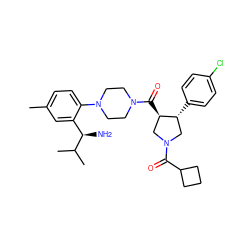 Cc1ccc(N2CCN(C(=O)[C@@H]3CN(C(=O)C4CCC4)C[C@H]3c3ccc(Cl)cc3)CC2)c([C@@H](N)C(C)C)c1 ZINC000028824093