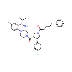 Cc1ccc(N2CCN(C(=O)[C@@H]3CN(C(=O)CCCCc4ccccc4)C[C@H]3c3ccc(Cl)cc3)CC2)c([C@@H](N)C(C)C)c1 ZINC000028824098