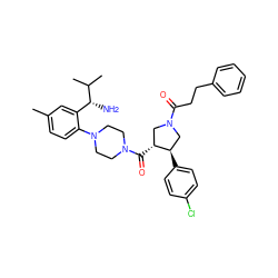 Cc1ccc(N2CCN(C(=O)[C@@H]3CN(C(=O)CCc4ccccc4)C[C@H]3c3ccc(Cl)cc3)CC2)c([C@@H](N)C(C)C)c1 ZINC000028824094