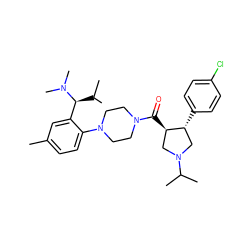 Cc1ccc(N2CCN(C(=O)[C@@H]3CN(C(C)C)C[C@H]3c3ccc(Cl)cc3)CC2)c([C@H](C(C)C)N(C)C)c1 ZINC000028959993