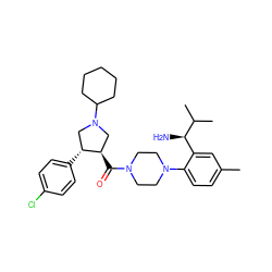 Cc1ccc(N2CCN(C(=O)[C@@H]3CN(C4CCCCC4)C[C@H]3c3ccc(Cl)cc3)CC2)c([C@@H](N)C(C)C)c1 ZINC000028824115