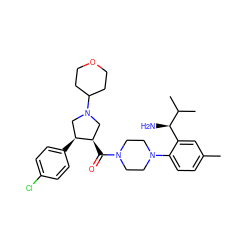 Cc1ccc(N2CCN(C(=O)[C@@H]3CN(C4CCOCC4)C[C@@H]3c3ccc(Cl)cc3)CC2)c([C@@H](N)C(C)C)c1 ZINC000028824117