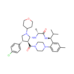 Cc1ccc(N2CCN(C(=O)[C@@H]3CN(C4CCOCC4)C[C@H]3c3ccc(Cl)cc3)CC2)c([C@@H](NC(=O)[C@@H](C)N)C(C)C)c1 ZINC000029130887