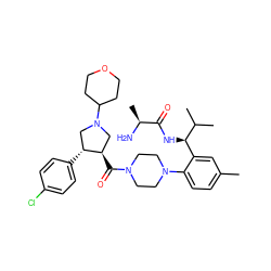 Cc1ccc(N2CCN(C(=O)[C@@H]3CN(C4CCOCC4)C[C@H]3c3ccc(Cl)cc3)CC2)c([C@@H](NC(=O)[C@H](C)N)C(C)C)c1 ZINC000029130808