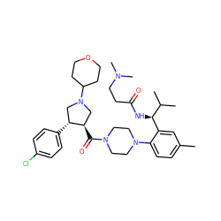 Cc1ccc(N2CCN(C(=O)[C@@H]3CN(C4CCOCC4)C[C@H]3c3ccc(Cl)cc3)CC2)c([C@@H](NC(=O)CCN(C)C)C(C)C)c1 ZINC000029131061