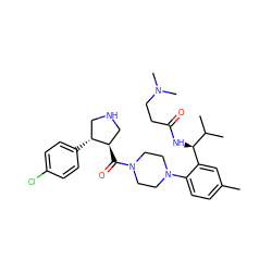 Cc1ccc(N2CCN(C(=O)[C@@H]3CNC[C@H]3c3ccc(Cl)cc3)CC2)c([C@@H](NC(=O)CCN(C)C)C(C)C)c1 ZINC000029131451