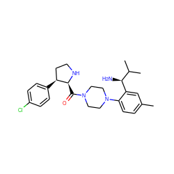 Cc1ccc(N2CCN(C(=O)[C@@H]3NCC[C@@H]3c3ccc(Cl)cc3)CC2)c([C@@H](N)C(C)C)c1 ZINC000029041020