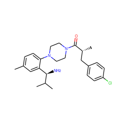 Cc1ccc(N2CCN(C(=O)[C@H](C)Cc3ccc(Cl)cc3)CC2)c([C@@H](N)C(C)C)c1 ZINC000028867139